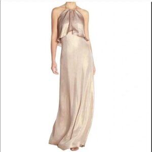 Amsale Nouvelle Gown L Liquid Metal Flutter